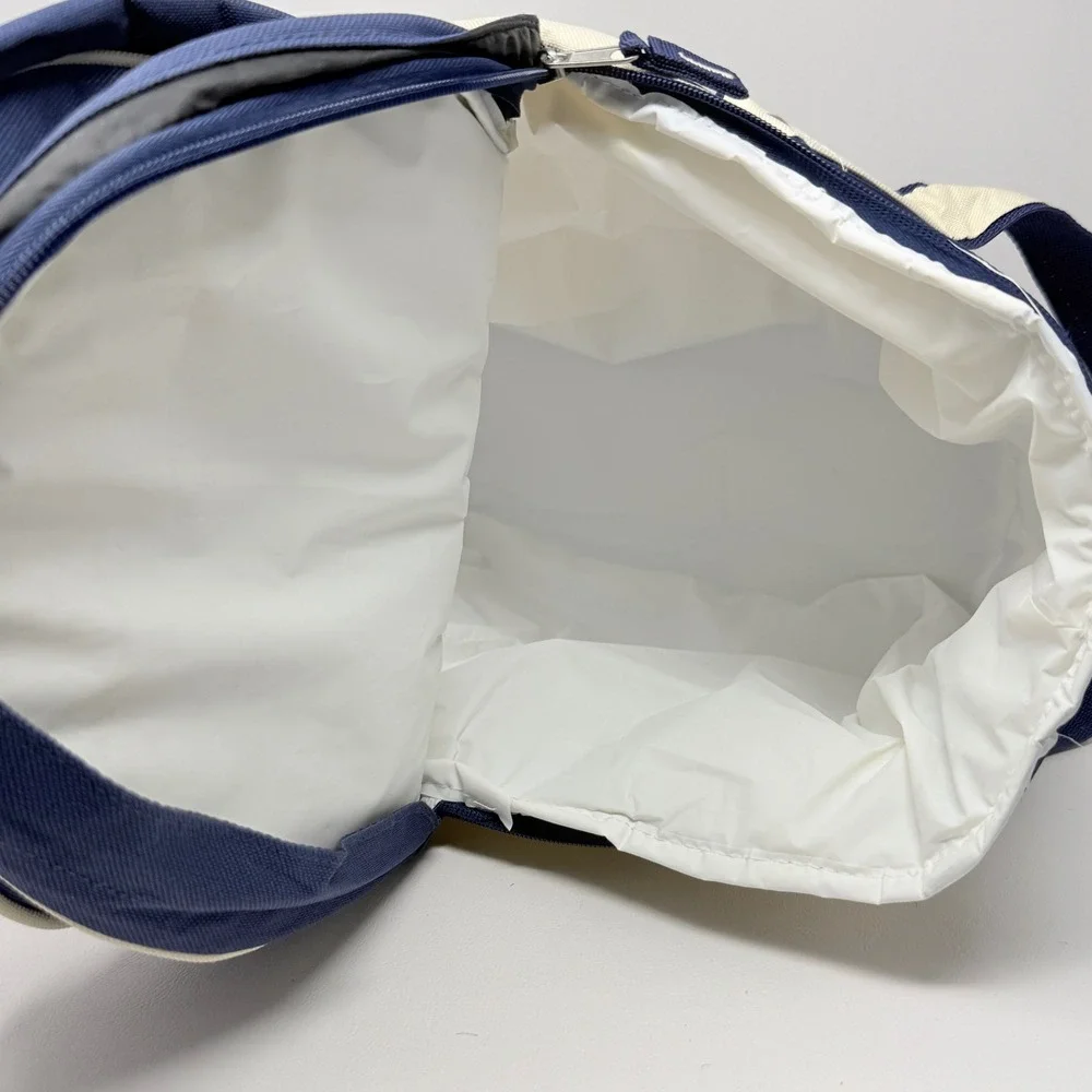 Yankee Candle Navy Blue‎ Cream Insulated Picnic Cooler Tote Bag Lunch Preppy
